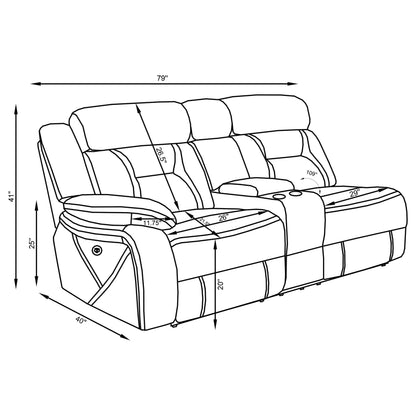 Higgins Upholstered LAF Power Loveseat Grey