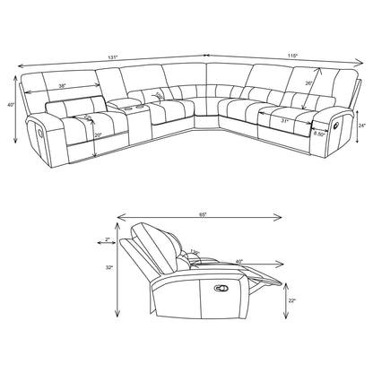 Brunson 3-piece Upholstered Reclining Sectional Sofa Brown