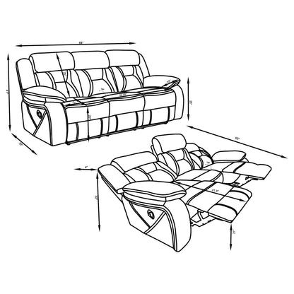 Higgins 2-piece Upholstered Motion Reclining Sofa Set Grey