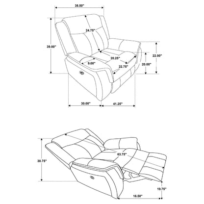 Lawrence 3-piece Upholstered Reclining Sofa Set Charcoal