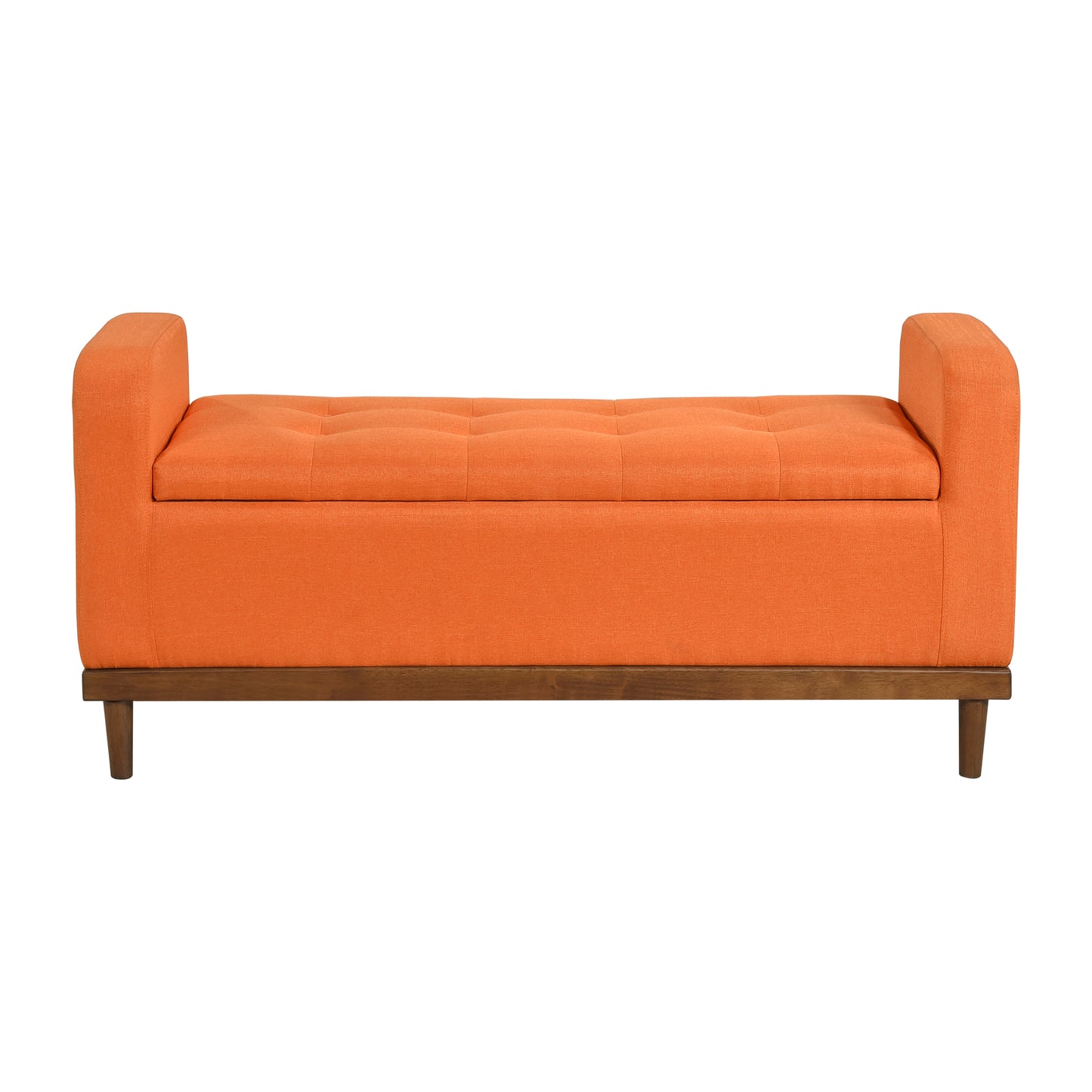 Homelegance Brigitte Storage Bench with Button Tufted Lift Top in Orange 4590RN