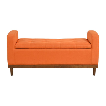 Homelegance Brigitte Storage Bench with Button Tufted Lift Top in Orange 4590RN