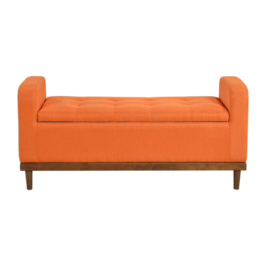 Homelegance Brigitte Storage Bench with Button Tufted Lift Top in Orange 4590RN