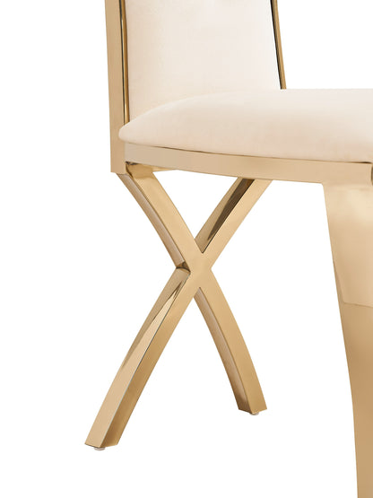 Modrest Bonnie Modern Beige Velvet and Champagne Gold Dining Chair