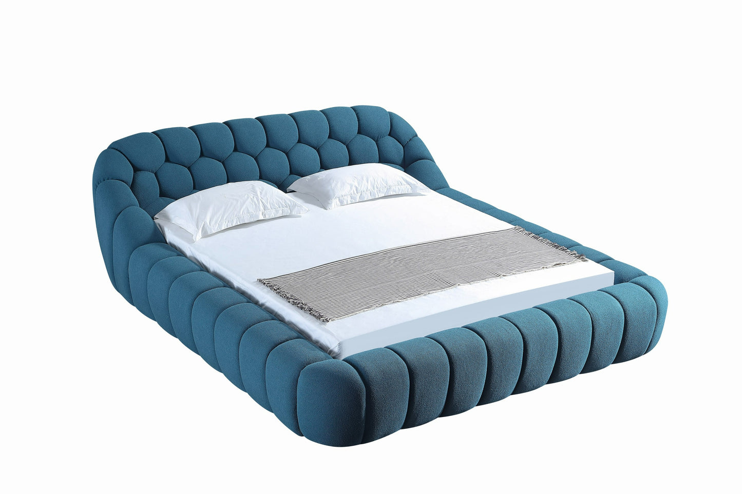Divani Casa Yolonda Modern Dark Teal Fabric Bed