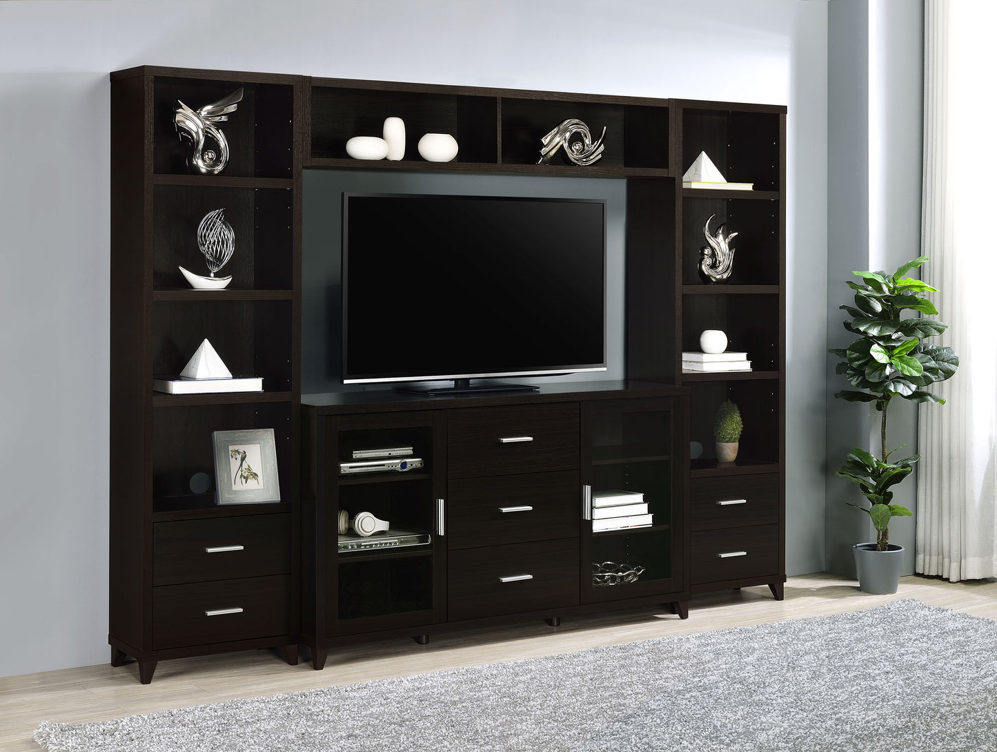 Lewes 2-door Engineered Wood 60" TV Stand Cappuccino