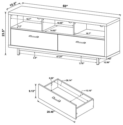 Casey 2-drawer Engineered Wood 60" TV Stand Cappuccino