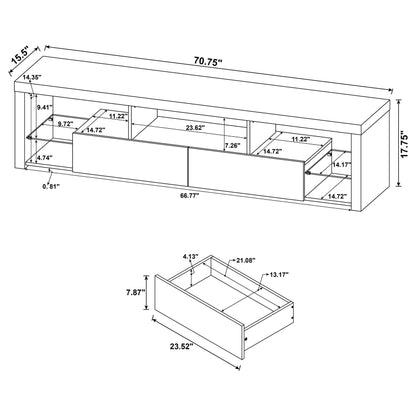 Jude 2-drawer Engineered Wood 71" TV Stand High Gloss White