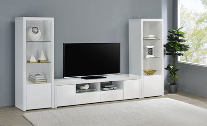 Jude 2-door Engineered Wood 79" TV Stand High Gloss White