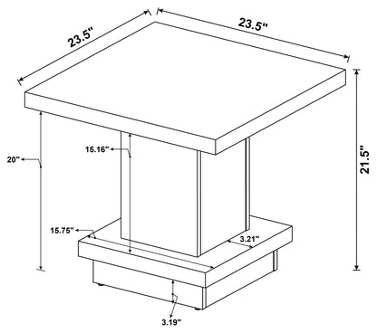 Reston Square Engineered Wood Side End Table Cappuccino