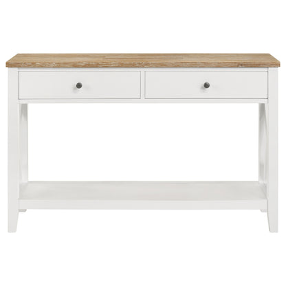 Hollis 2-drawer Wood Entryway Console Table Brown and White