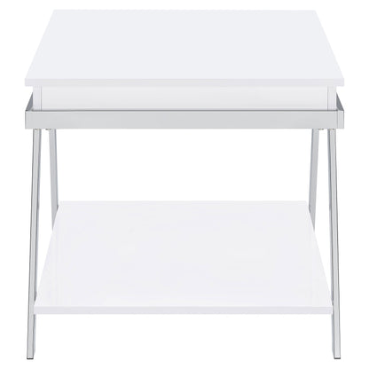 Marcia Rectangular Side End Table White High Gloss