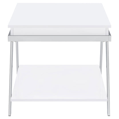 Marcia Rectangular Side End Table White High Gloss