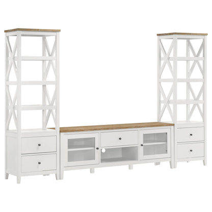 Hollis 2-door Wood 67" TV Stand with Drawer Brown and White