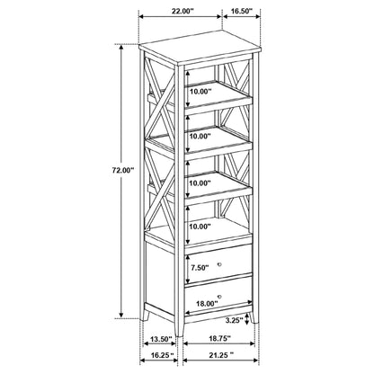 Hollis 4-shelf Wood Media Tower with Drawers Brown and White