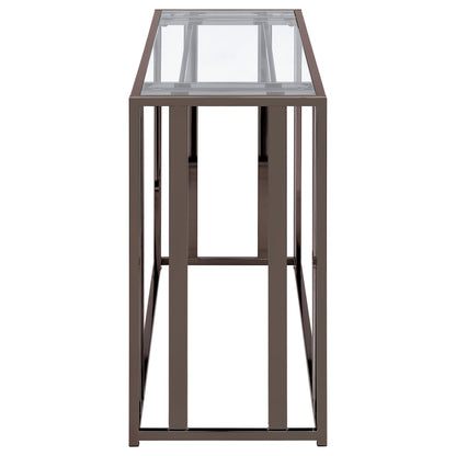 Adri Glass Top Entryway Sofa Console Table Black Nickel