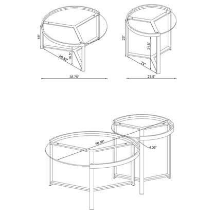 Delia 2-Piece Round Glass Top Nesting Coffee Table Chrome