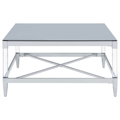 Lindley Square Tempered Mirror Acrylic Coffee Table Chrome