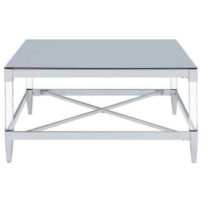 Lindley Square Tempered Mirror Acrylic Coffee Table Chrome