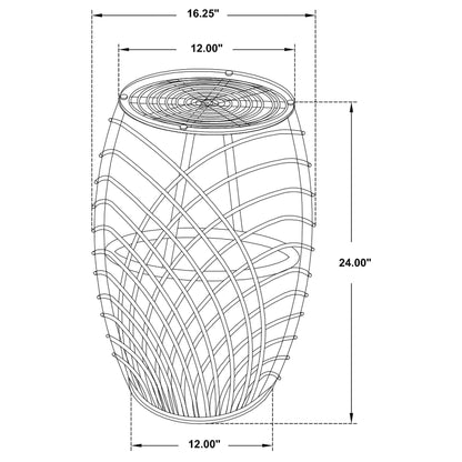 Dahlia Round Glass Top Woven Rattan End Table Natural