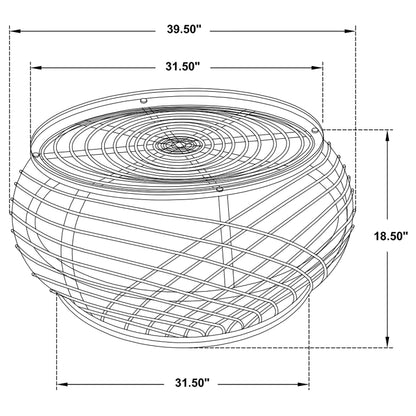 Dahlia Round Glass Top Woven Rattan Coffee Table Natural
