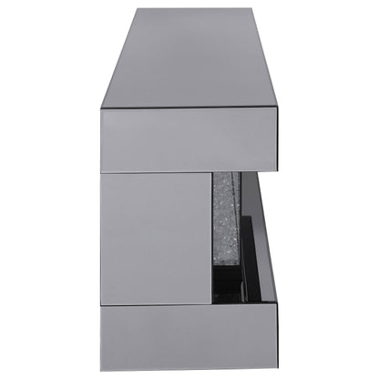 Vallerie 71" TV Stand with Visual Flame Box Grey Mirror