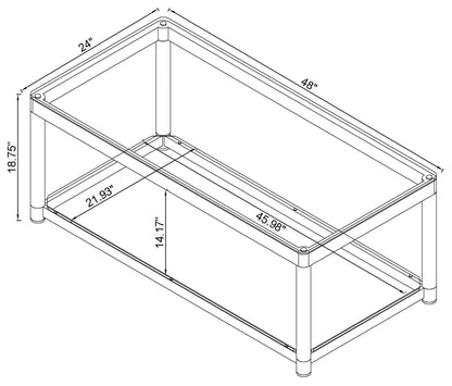 Anne Rectangular Glass Top Acrylic Leg Coffee Table Chrome