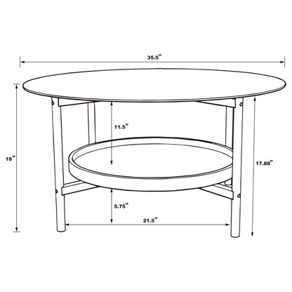 Delfin Round Glass Top Coffee Table Black and Brown