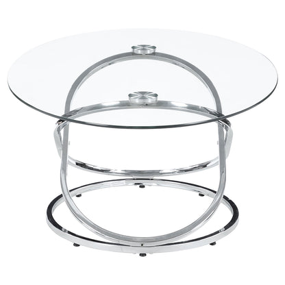 Warren 3-piece Oval Glass Top Coffee Table Set Chrome