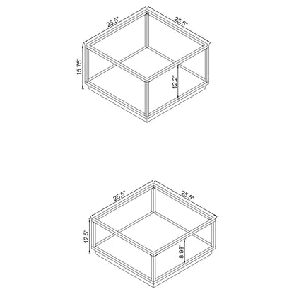 Renee 2-piece Square Coffee Table Set Rose Brass