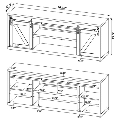 Brockton 2-door Engineered Wood 71" TV Stand Grey Driftwood