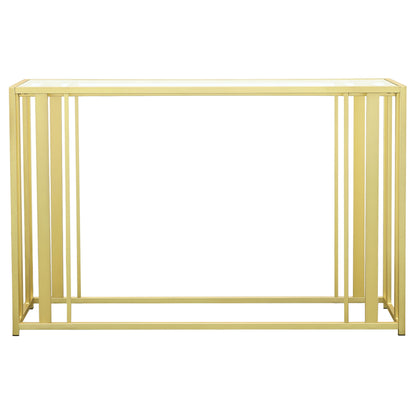 Adri Glass Top Entryway Sofa Console Table Matte Brass