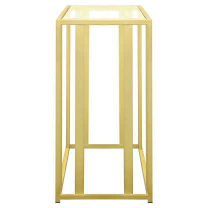 Adri Glass Top Entryway Sofa Console Table Matte Brass