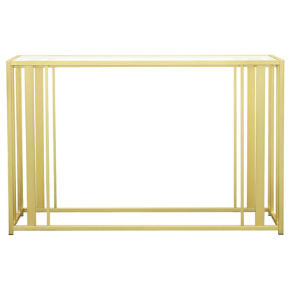 Adri Glass Top Entryway Sofa Console Table Matte Brass