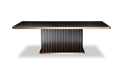 Talin Modern Black Crocodile and Rosegold Dining Table