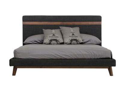 Nova Domus Dali Mid-Century Grey Fabric and Walnut Bed