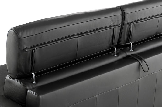 Lamod Italia Sacha Modern Black Leather Reversible Sectional Sofa Bed with Storage
