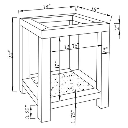 Valentina 1-shelf Square Glass Top Side End Table Silver