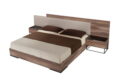 Nova Domus Matteo Italian Modern Queen Walnut and Fabric Bed