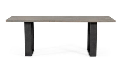 Modrest Murphy Modern Grey Aged Oak and Black Metal Dining Table