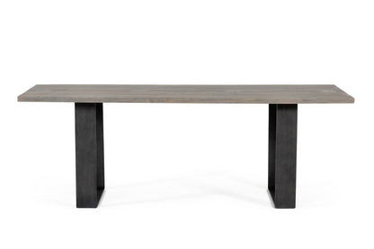 Modrest Murphy Modern Grey Aged Oak and Black Metal Dining Table