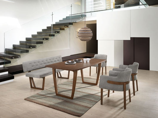 Modrest Jordan Modern Walnut and Grey Dining Set