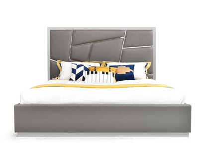 Modrest Chrysler Modern Grey Bonded Leather Bed