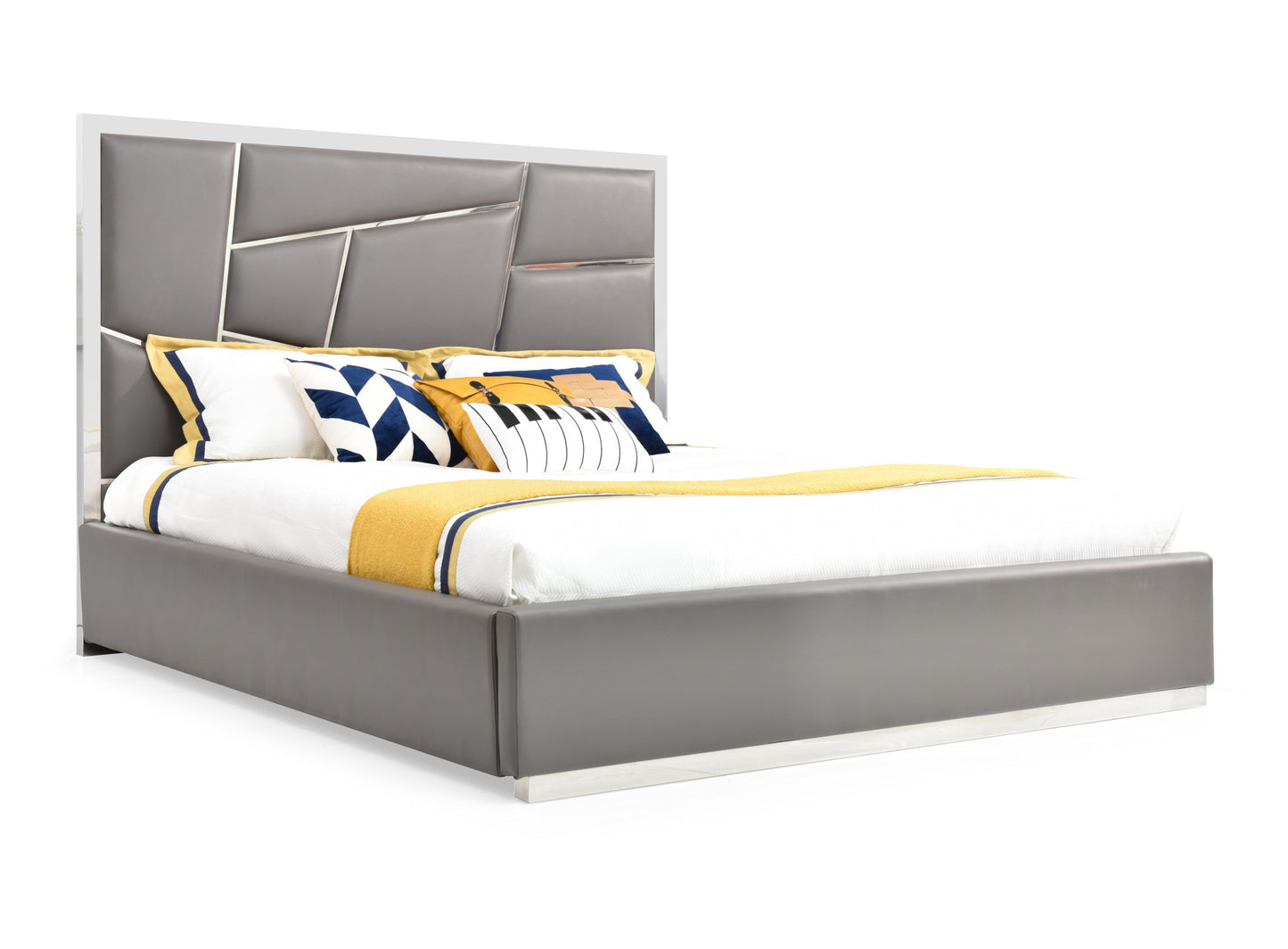 Modrest Chrysler Modern Grey Bonded Leather Bed