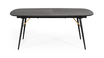 Modrest Billy Modern Black Oak and Gold Extendable Dining Table