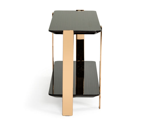 Modrest Leroy Modern Ebony and Rosegold Console Table