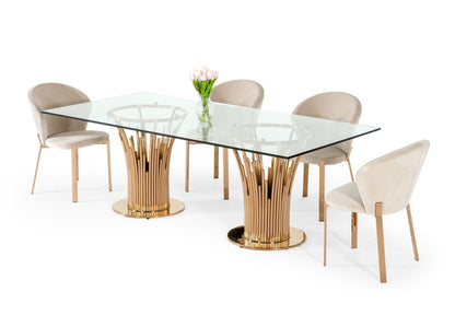 Modrest Paxton Modern Glass and Rosegold Dining Table