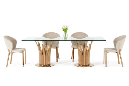 Modrest Paxton Modern Glass and Rosegold Dining Table