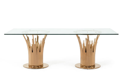 Modrest Paxton Modern Glass and Rosegold Dining Table