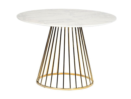 Modrest Holly Modern White and Gold Round Dining Table